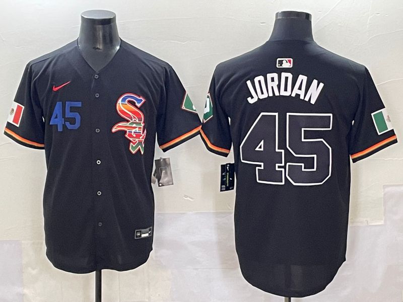 Men 2025 Chicago White Sox #45 Jordan Black Game Nike MLB Jersey style 55